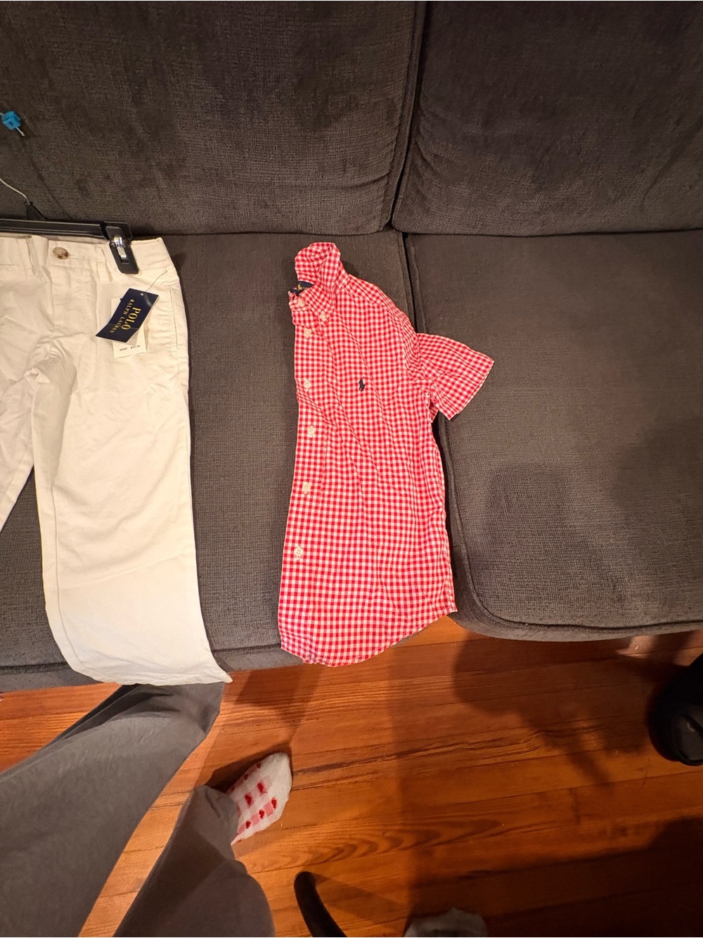 Polo by Ralph Lauren Red and White Gingham Short-Sleeve Button-Down Shirt